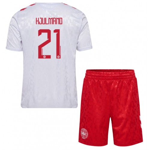 Dětský Fotbalový dres Dánsko Morten Hjulmand #21 ME 2024 Venkovní Krátký Rukáv (+ trenýrky)